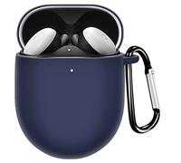 Miimall Compatible avec Google Pixel Buds A-Series Case, [LED avant visible] [mousqueton] Coque de protection en silicone antichoc pour Google Pixel Buds A - Bleu nuit