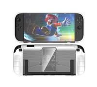 Miimall Compatible with Nintendo Switch 2 Case, Soft TPU Frame and Clear Hard PC Back, Shockproof Scratch-Resistant Non-Slip Ultra-Thin Dual Silicone Protective Skin Cover for Switch 2-White