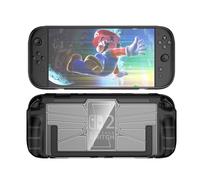 Miimall Compatible with Nintendo Switch 2 Case, Soft TPU Frame and Clear Hard PC Back, Shockproof Scratch-Resistant Non-Slip Ultra-Thin Dual Silicone Protective Skin Cover for Switch 2-Black