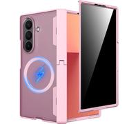 Miimall Confidentialité Case pour Samsung Z Fold 7, Compatible avec Mag-Safe, [Film Protecteur][Protection de Charnière][Béquille], Robuste Antichoc Rigide Magnétique Coque Z Fold 7 Femme (Rose)