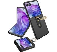 Miimall Coque avec Anneau pour Motorola Razr 50, [Protection d'Écran Externe] Robuste Rigide Case, Anti-Choc Anti-Chute Anti-Trace Résistant aux Rayures Élégant Étui Razr 50, Mince et Léger, Noir