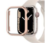Miimall Coque Compatible avec Apple Watch Series 9/8/7 41 mm, Cadre en métal en Alliage d'aluminium, Coque de Protection Ultra Fine pour Apple Watch 41 mm - Or Rose
