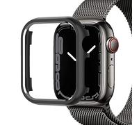 Miimall Coque Compatible avec Apple Watch Series 9/8/7 45 mm, Cadre en métal en Alliage d'aluminium, Coque de Protection Ultra Fine pour Apple Watch 45 mm - Noir