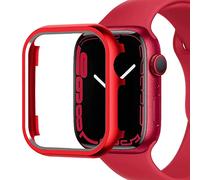 Miimall Coque Compatible avec Apple Watch Series 9/8/7 45 mm, Cadre en métal en Alliage d'aluminium, Coque de Protection Ultra Fine pour Apple Watch 45 mm - Rouge
