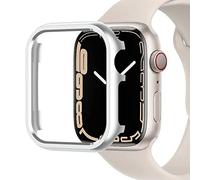 Miimall Coque Compatible avec Apple Watch Series 9/8/7 45 mm, Cadre en métal en Alliage d'aluminium, Coque de Protection Ultra Fine pour Apple Watch 45 mm - Argent