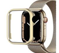 Miimall Coque Compatible avec Apple Watch Series 9/8/7 45 mm, Cadre en métal en Alliage d'aluminium, Coque de Protection Ultra Fine pour Apple Watch 45 mm - Or