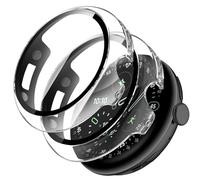 Miimall Coque Compatible avec Google Pixel Watch 4 45MM, Kit de Protection Premium avec Verre Trempé Housse de Protection en PC pour Pixel Watch 4 45MM Case, Transparent +Transparent