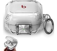 Miimall Coque compatible avec la coque Beats Fit Pro, [Interrupteur de verrouillage sécurisé] [mousqueton] Coque de protection transparente antichoc anti-rayures pour Beats Fit Pro-Transparent