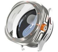 Miimall Coque en PC Premium avec Conception des Graduations de la Face Compatible avec Samsung Galaxy Watch 7 44MM. Dotée Verre Trempé 9H, Clarté HD, Anti-Rayures, Gris Titane