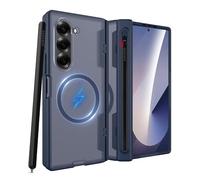 Miimall Coque magnétique pour Samsung Galaxy Z Fold 6, compatible avec MagSafe, protection de charnière et porte-stylo S, protection d'écran avant, coque de protection complète rigide mate anti-chute