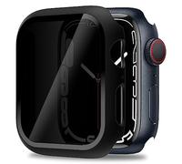 Miimall Coque pour Apple Watch SE/6/5/4 40 mm 44 mm Protection d'écran en verre trempé, anti-espion rigide en polycarbonate résistant aux chocs Coque de protection intégrale pour iWatch SE - Noir