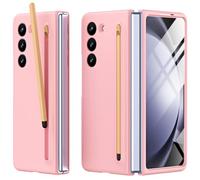 Miimall Coque pour Coque Samsung Galaxy Z Fold 5 avec Stylet + Protection d'écran Avant + Fente Automatique à Ressort pour Stylo, Étui de Protection Ultra-Fin pour Samsung Galaxy Z Fold 5 (Rose)