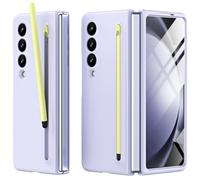 Miimall Coque pour Coque Samsung Z Fold 4 avec Stylet + Protection d'écran Avant + Fente Automatique à Ressort pour Stylo, Étui de Protection Ultra-Fin pour Samsung Galaxy Z Fold 4 (Violet)