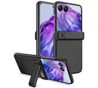 Miimall Coque pour Motorola Razr 50, [Protection d'Écran Externe][Cache-Charnière][Support Réglable], Robuste Antichoc Résistant aux Rayures Intégrale Renforcée Étui Razr 50 Fine, Noir