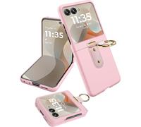 Miimall Coque pour Motorola Razr 60 avec Bague, [Protection d'Écran Externe] Robuste Rigide Case, Anti-Choc Anti-Chute Anti-Trace Résistant aux Rayures Fine Motorola Razr 60 Case pour Femme, Rose