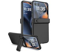 Miimall Coque pour Motorola Razr 60, [Protection d'Écran Externe][Cache-Charnière][Support Réglable], Robuste Rigide Antichoc Résistant aux Rayures Renforcée Léger Étui Motorola Razr 60 Fine, Noir