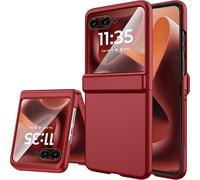 Miimall Coque pour Motorola Razr Ultra 2025, [Protection d'Écran Externe][Cache-Charnière] Antichoc Résistant aux Rayures Anti-Empreintes Digitales Rigide Coque Militaire Moto Razr 60 Ultra, Rouge