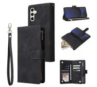 Miimall Coque pour Samsung Galaxy S24 FE avec Rabat, Coque Cuir Portefeuille S24 FE avec Lanière,Housse Porte-Cartes,Support Intégré,Anti-Choc,Fermeture Magnetique Flip Case for Samsung S24 FE, Noir