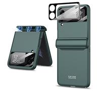 Miimall Coque pour Samsung Galaxy Z Flip 4, [Protection à Charnière] [Protecteur d'écran Arrière] Coque de Protection en PC Rigide pour Samsung Galaxy Z Flip 4 (Vert Foncé)