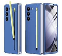Miimall Coque pour Samsung Galaxy Z Fold 5 Coque avec Stylet + Protection d'écran Avant + Fente Automatique à Ressort pour Stylo, Étui de Protection Ultra-Fin pour Samsung Galaxy Z Fold 5 (Bleu)