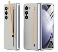 Miimall Coque pour Samsung Galaxy Z Fold 6 - Mince, Résistante aux Chocs avec Stylet, Protection de L'écran et Fente pour Stylo à Ressort Automatique (Gris)