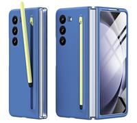 Miimall Coque pour Samsung Galaxy Z Fold 6 - Mince, Résistante aux Chocs avec Stylet, Protection de L'écran et Fente pour Stylo à Ressort Automatique (Bleu)