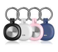 Miimall Coque pour SmartTag 3 Étui Lot de 4 Traceur Localisateur Bluetooth | Protection Silicone SmartTag3 Coques Portable Antichoc Smart Tag3 pour Colliers D'animaux, Noir+Blanc+Violet+Rose