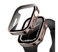 Miimall Coque + Protection Écran pour Apple Watch Series 6/5/4/SE 44mm Coque, [2 Pack] Étui de Protection Complète à 360° Antichoc Robuste de Grade Militaire Protection pour iWatch 44mm (Noir-Or Rose)