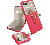 Miimall Cover pour Motorola Razr 60 avec Bague, Étui Protection d'Écran Externe avec Anneau, Antichoc Anti-Empreintes Digitales Résistant aux Rayures Fine Léger Coque Razr 60 pour Femme, Rouge