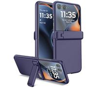 Miimall Cover pour Motorola Razr 60, [Protection d'Écran Externe][Cache-Charnière][Bequille Réglable], Renforcée Antichoc Résistant aux Rayures Intégrale Robuste Coque Militaire Razr 60, Bleu