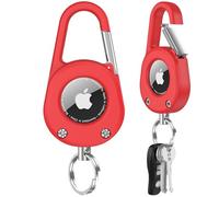 Miimall Étui Compatible avec Apple AirTag, Coque de Clés Portable en PC, Organisateur de Clés Léger, Lavable et Résistant aux Rayures pour Porte Clef Air Tag de Voiture, Sac de Golf et Valise, Rouge