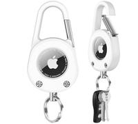 Miimall Étui Compatible avec Apple AirTag, Coque de Clés Portable en PC, Organisateur de Clés Léger, Lavable et Résistant aux Rayures pour Porte Clef Air Tag de Voiture, Sac de Golf et Valise, Blanc