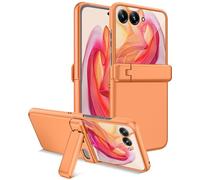 Miimall Étui pour Motorola Razr 50 Ultra, Coque Protection d'Écran Externe et de Charnière, Antichoc Anti-Rayures Rigide Incassable Intégrale Motorola Razr 50 Ultra Case avec Bequille, Orange