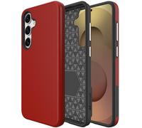 Miimall Incassable Coque pour Samsung S25 5G, Militaire Tough Double Protection Cover, Integrale Coque Galaxy S25 Antichoc, Anti-Empreintes Digitales Résistant aux Rayures Étui Fine Léger, Rouge