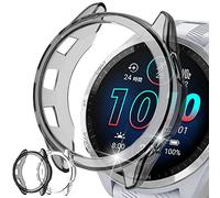 Miimall Lot de 2 coques de protection militaires en TPU résistant aux rayures pour Garmin Forerunner 965/Garmin 965 Transparent + Noir
