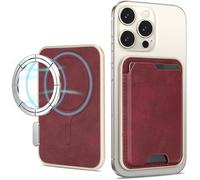 Miimall Porte Cartes Magnet pour iPhone 17 16 15 14 13 12 Séries/Google Pixel 10 9 Séries, Accueille 3 Cartes, PU Cuir Léger Ultra-Fine Chic, Compatible avec Mag-Safe Porte Cartes Magnétique, Rouge