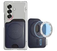 Miimall Portefeuille Magnet pour Samsung Galaxy S26 S25 S24 Ultra/Plus/FE/Z Fold 7 6 5/A17 A56 A36 Series, Accueille 3 Cartes, PU Cuir Léger, Double Face Porte-Cartes Magnétique-Bleu