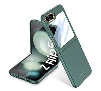 Miimall pour Coque Flip 5, [Protection à Charnière] [Protecteur d'écran Arrière] Protection de Lentille par Galvanisé Cadre Coque de Protection en PC Rigide pour Galaxy Z Flip 5 (Vert)