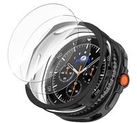 Miimall Protection Coque Compatible avec Samsung Galaxy Watch 8 Classic, Kit de Protection Premium avec Verre Trempé Positionnement Autox2+Coque TPU Demi-Coque Électroportée, Anti-Choc, Noir