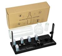 MiiMoo Coupe-bouteille en verre, kit de coupe de verre à double déflecteur amélioré pour couper des bouteilles rondes, carrées et goulots d'étranglement, convient pour les bouteilles de vin, bière
