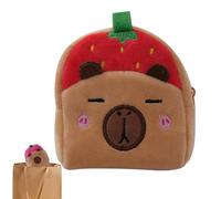 Miini Capybara Portefeuille en Peluche - Carton Peluche, Sac en Peluche | Portefeuille À Thème Animal Doux avec Fermeture À Glissière, Sac À Dos pour Organisateur De Stockage Portable, Rouge,