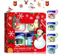 Miioto 4 Pcs Baume a Levre Hydratant, Coffret de Baume à Lèvres de Noël, Lignes de Lèvres Estompées, Masque Sommeil Les Lèvres, Lip Balm pour Peeling des Lèvres, Soin des Lèvres et Hydrater