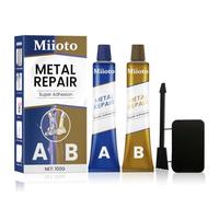 Miioto Colle Métal Bi Composant, Soudure à Froid, Haute Température, Étanche - Réparation Rapide de Toutes les Surfaces de Coulée Métalliques, Livré avec Accessoires - 100g (A)