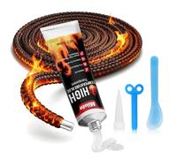 Miioto Colle Refractaire, 100ml Colle Haute Temperature+8mm joints Cheminée, Joint Porte Poele a Bois, Silicone Haute Temperature pour Cheminée, Micro Ondes, Grils, Hotte Aspirante