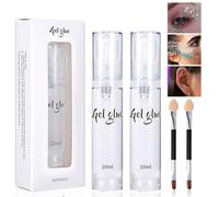Miioto Glitter Fix Gel, 10ml Gel à Paillettes, Gel Paillettes Visage, Adhésif Cosmétique Paillettes avec Applicateur pour le Visage et le Corps, 2 Pièces