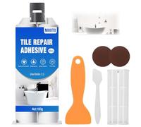 Miioto Kit de Réparation Baignoire Blanc, Kit Reparation Carrelage, Kit Réparation Baignoire Acrylique, Kit Réparation Receveur de Douche Résine, pour Carrelage, Rayures, Trous, Fissures-100g