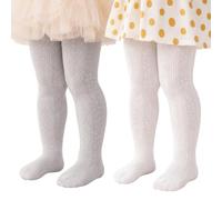 Miipat Collants pour Bébés Filles, Lot de 2 Collants à Motifs Ajourés Résille Fantaisie Enfants Élastiques Doux pour L'école La Danse ou Les Fêtes