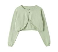 Miipat Fille en Bas Âge Cardigan Tricoté Enfants Pulls Tricotés Cardigan Boléro à Bouton Unique à Manches Longues Col Ras du Cou Manteau en Tricot Sage Vert 120 4-5 Ans