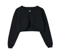 Miipat Fille en Bas Âge Cardigan Tricoté Enfants Pulls Tricotés Cardigan Boléro à Bouton Unique à Manches Longues Col Ras du Cou Manteau en Tricot Noir 130 5-6 Ans