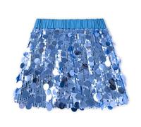 Miipat Jupe à Paillette Fille Scintillant Enfants Mini Jupes Glitter avec Doublure Taille Élastique Princesse Tutu Filles Skorts pour Danse Anniversaire Fête Festivals lac Bleu 110 3-4 Ans